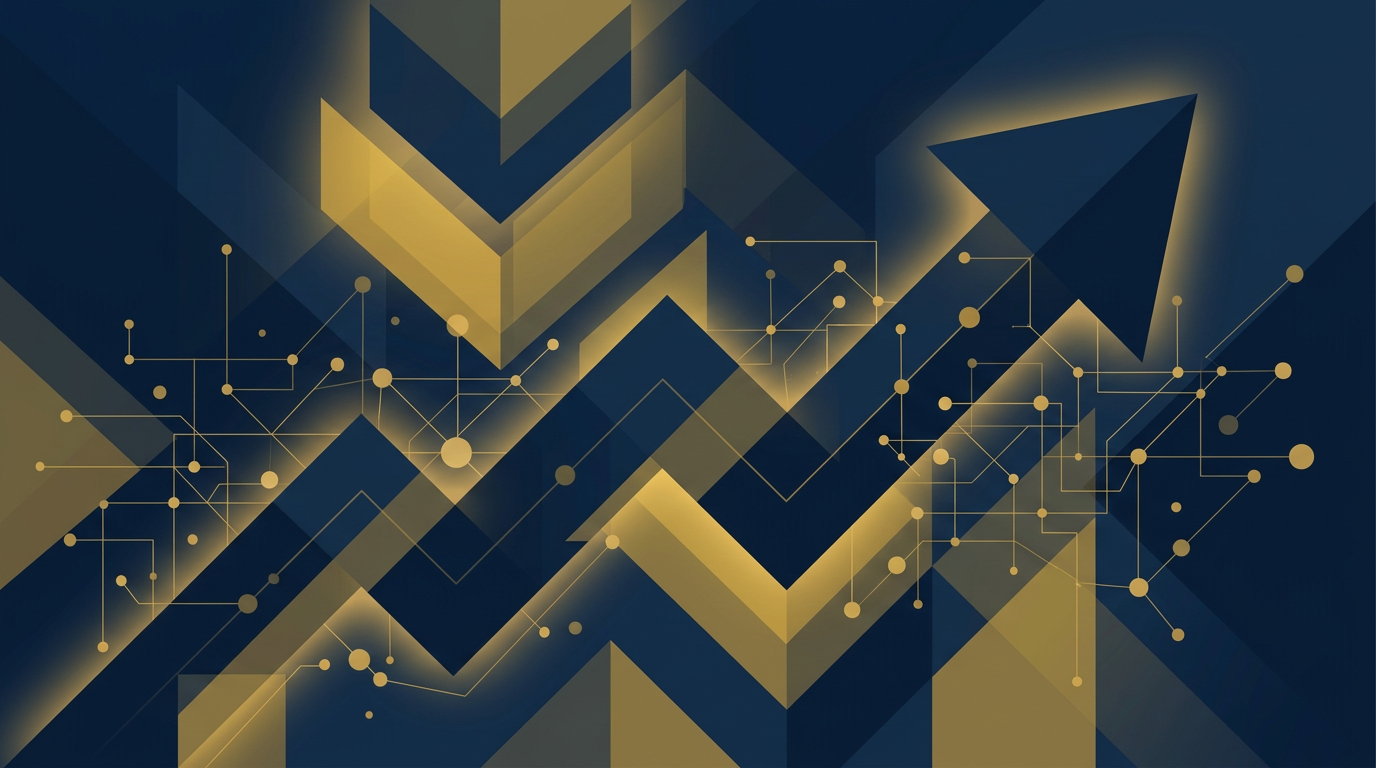 An abstract illustration in deep navy and gold, with glowing geometric shapes symbolizing new regulations and an interconnected network representing affected individuals, conveying change and progress.